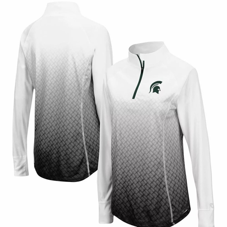 Clothing * | Women'S Colosseum Black Michigan State Spartans Magic Ombre Quarter-Zip Raglan Jacket