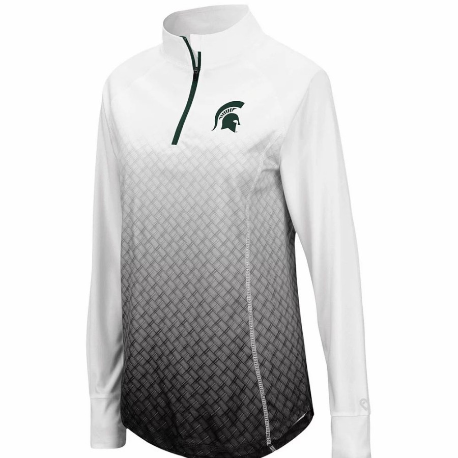 Clothing * | Women'S Colosseum Black Michigan State Spartans Magic Ombre Quarter-Zip Raglan Jacket