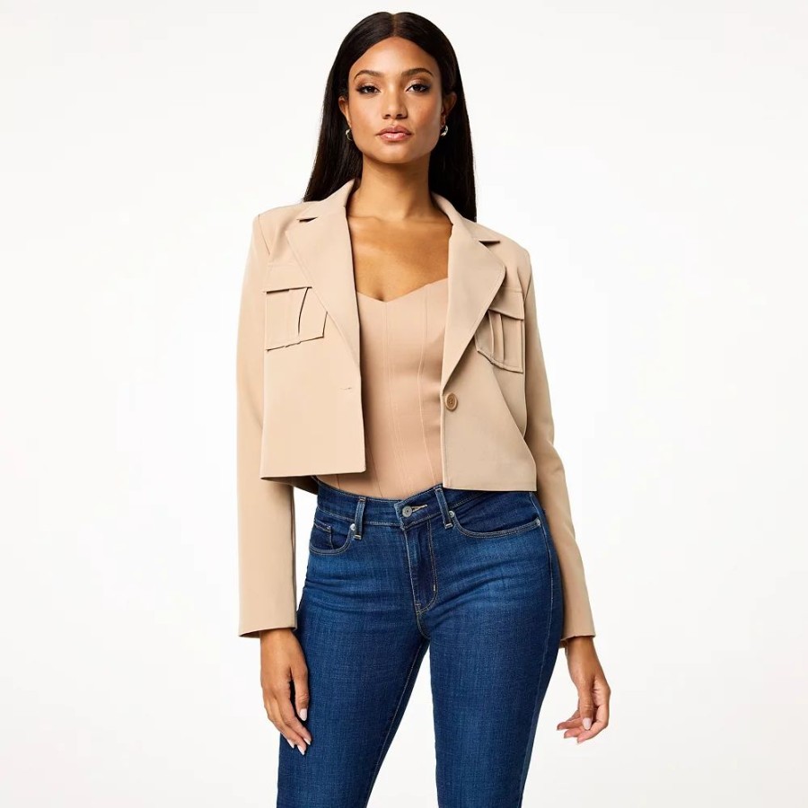 Clothing * | Women'S Intempo Cropped Utility Twill Blazer