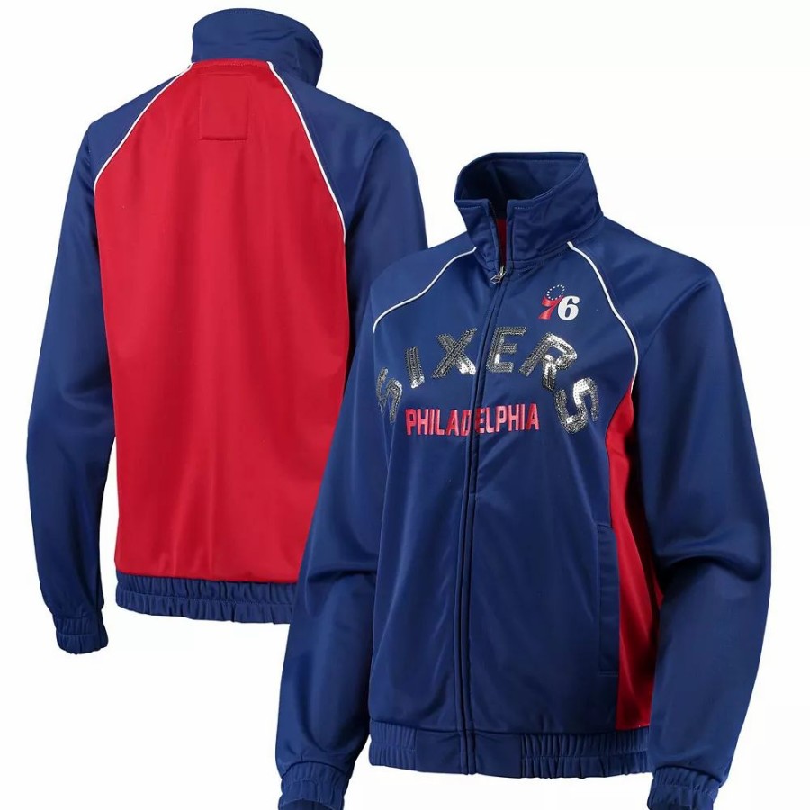 Clothing * | Women'S G-Iii 4Her By Carl Banks Royal/Red Philadelphia 76Ers Backfield Raglan Full-Zip Track Jacket