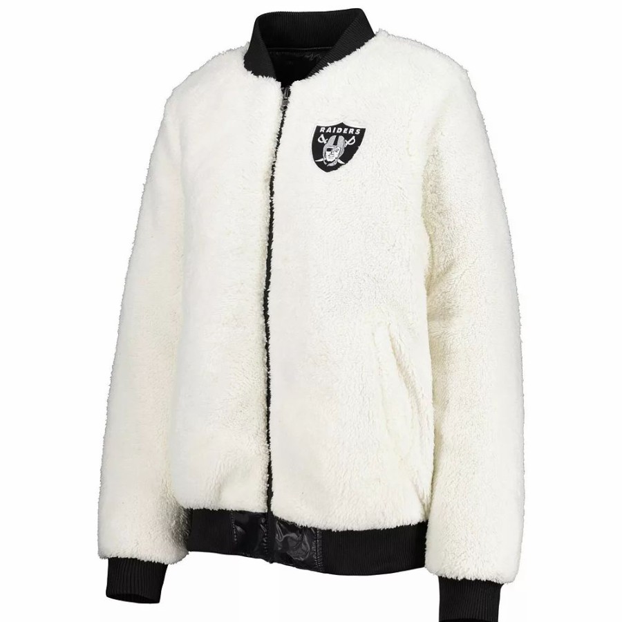 Clothing * | Women'S G-Iii 4Her By Carl Banks Oatmeal/Black Las Vegas Raiders Switchback Reversible Full-Zip Jacket