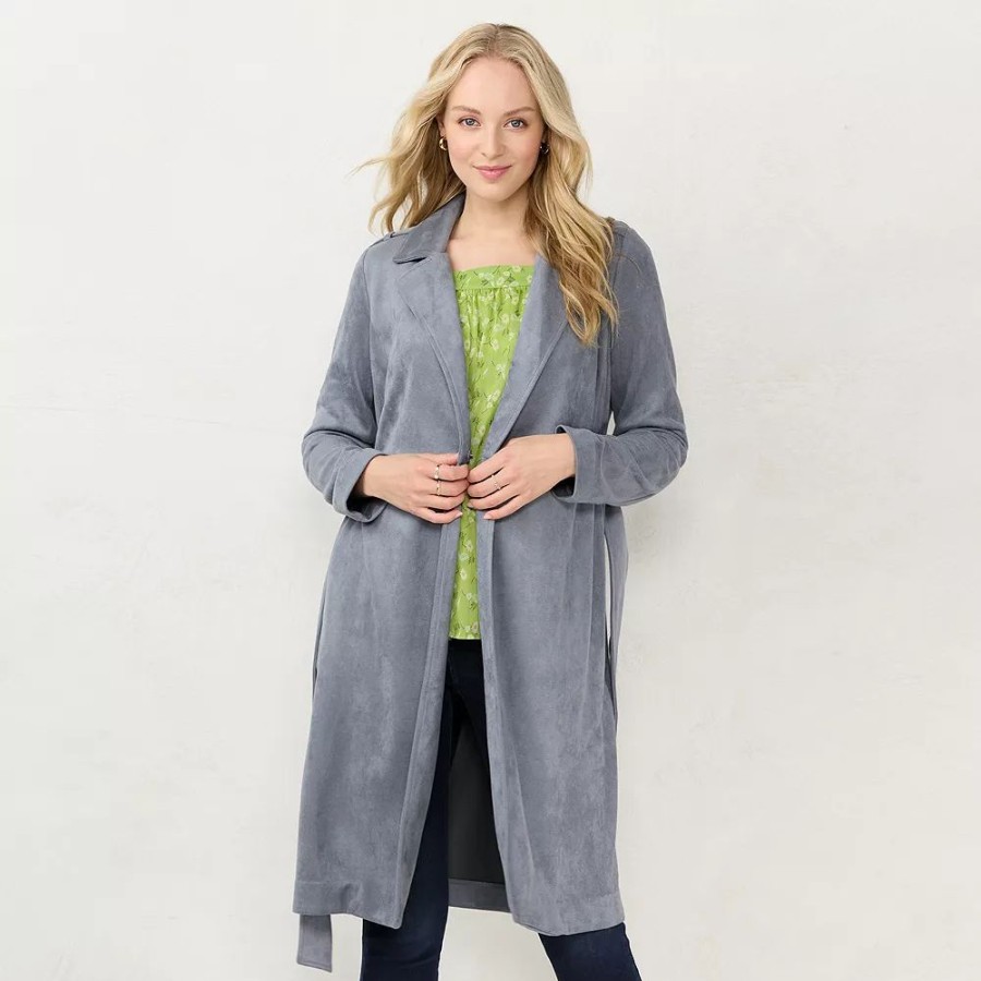 Clothing * | Women'S Lc Lauren Conrad Faux-Suede Trench Coat