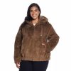 Clothing * | Plus Size Weathercast Faux-Fur Bomber Jacket Walnut