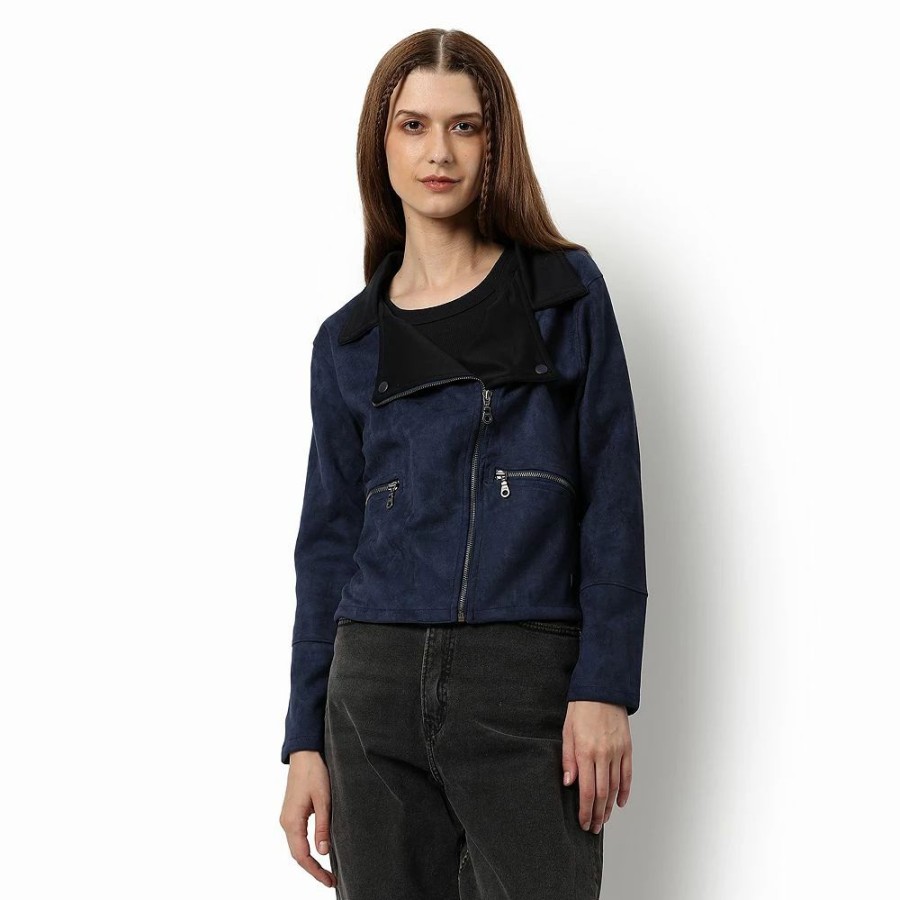 Clothing * | Campus Sutra Women Regular Fit Zipper Jacket