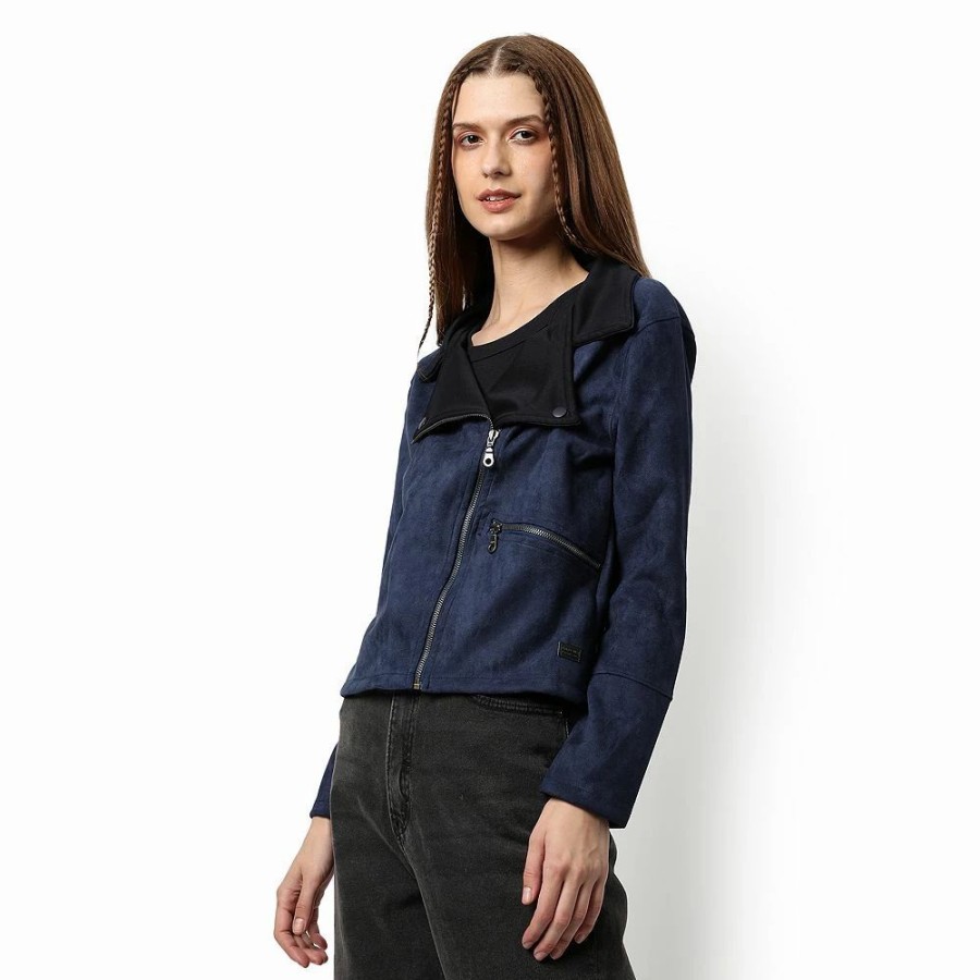 Clothing * | Campus Sutra Women Regular Fit Zipper Jacket