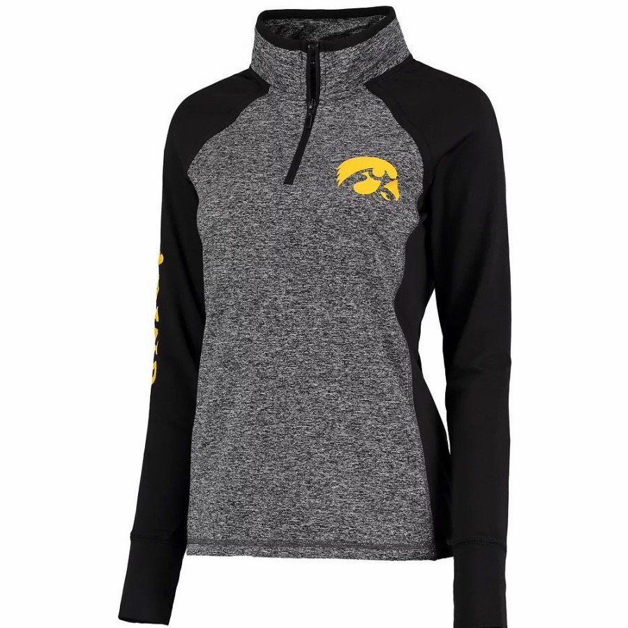 Clothing * | Women'S Gray/Black Iowa Hawkeyes Finalist Quarter-Zip Pullover Jacket