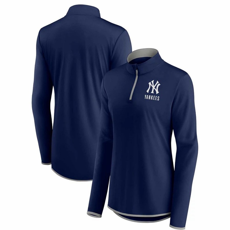 Clothing * | Women'S Fanatics Branded Navy New York Yankees Worth The Drive Quarter-Zip Jacket