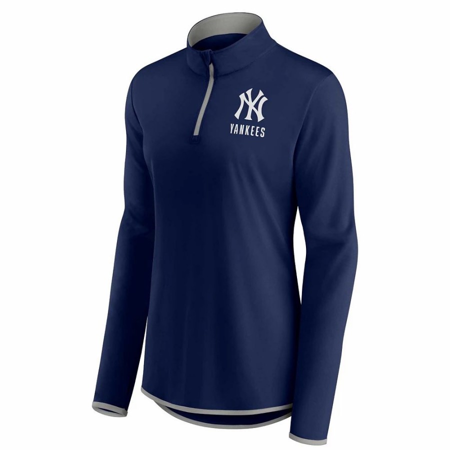 Clothing * | Women'S Fanatics Branded Navy New York Yankees Worth The Drive Quarter-Zip Jacket