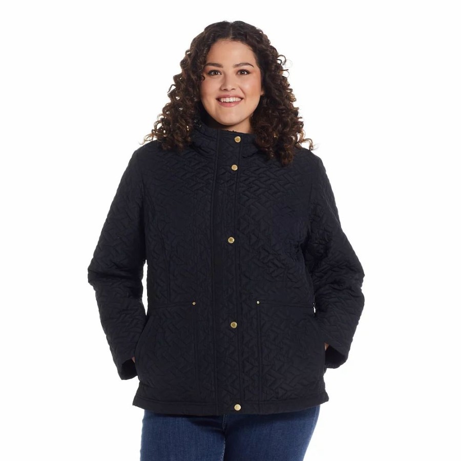 Clothing * | Plus Size Weathercast Hooded Quilted Jacket