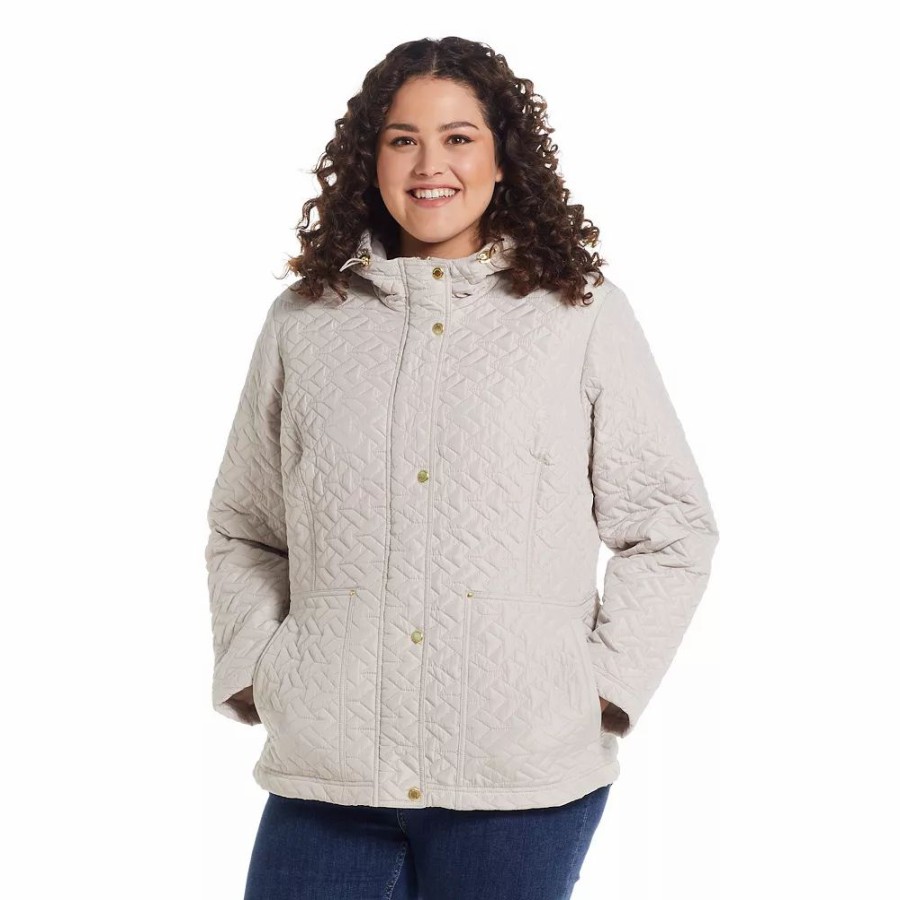 Clothing * | Plus Size Weathercast Hooded Quilted Jacket