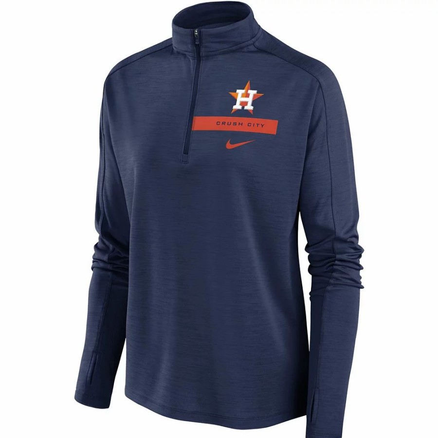 Clothing * | Women'S Nike Navy Houston Astros Primetime Local Touch Pacer Quarter-Zip Top