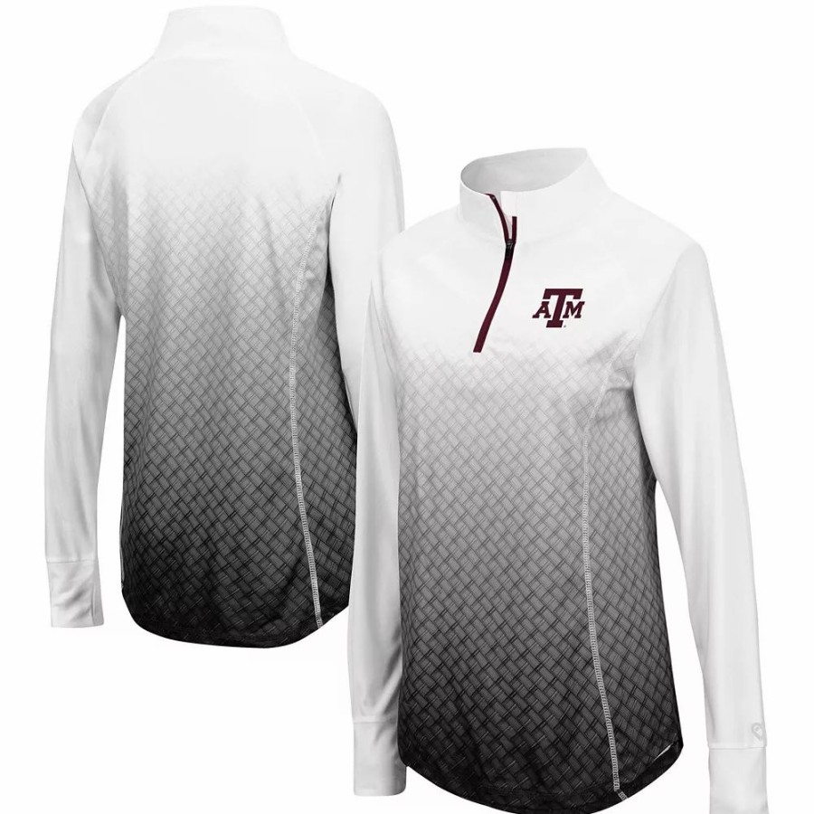 Clothing * | Women'S Colosseum Black Texas A&M Aggies Magic Ombre Quarter-Zip Raglan Jacket