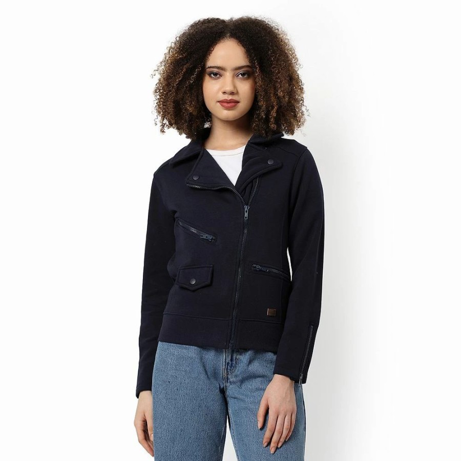 Clothing * | Campus Sutra Women Regular Fit Zipper Jacket