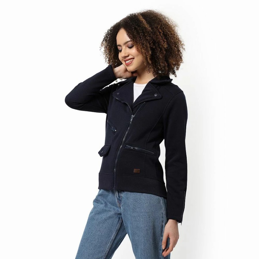 Clothing * | Campus Sutra Women Regular Fit Zipper Jacket