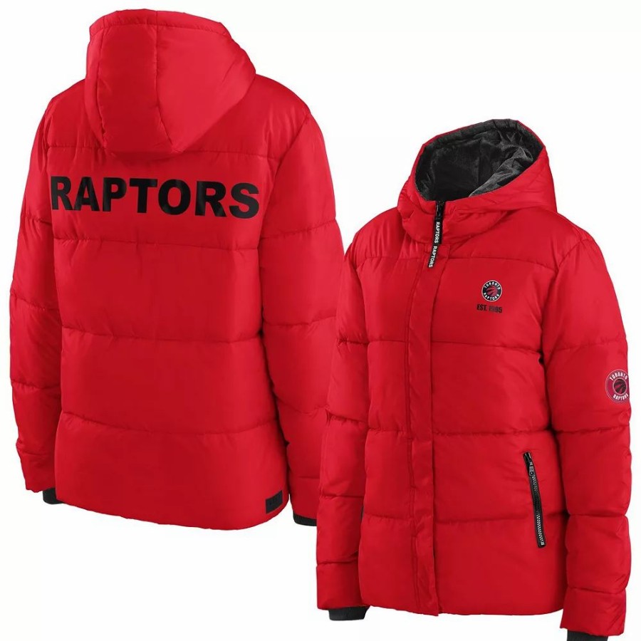 Clothing * | Women'S Wear By Erin Andrews Red Toronto Raptors Plush Puffer Full-Zip Jacket