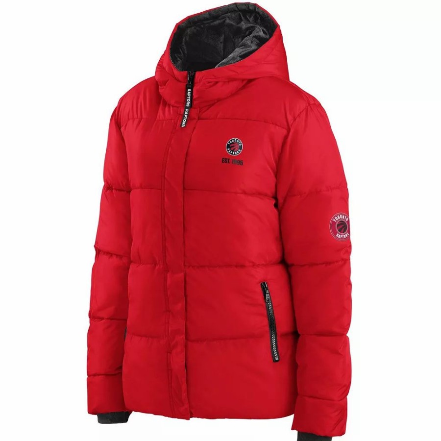 Clothing * | Women'S Wear By Erin Andrews Red Toronto Raptors Plush Puffer Full-Zip Jacket