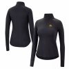 Clothing * | Women'S Colosseum Black Iowa Hawkeyes Core Quinn Raglan Quarter-Zip Top