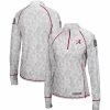 Clothing * | Women'S Colosseum White Alabama Crimson Tide Oht Military Appreciation Officer Arctic Camo 1/4-Zip Jacket