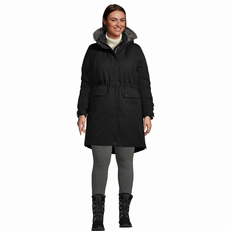 Clothing * | Plus Size Lands' End Expedition Down Waterproof Winter Parka Black