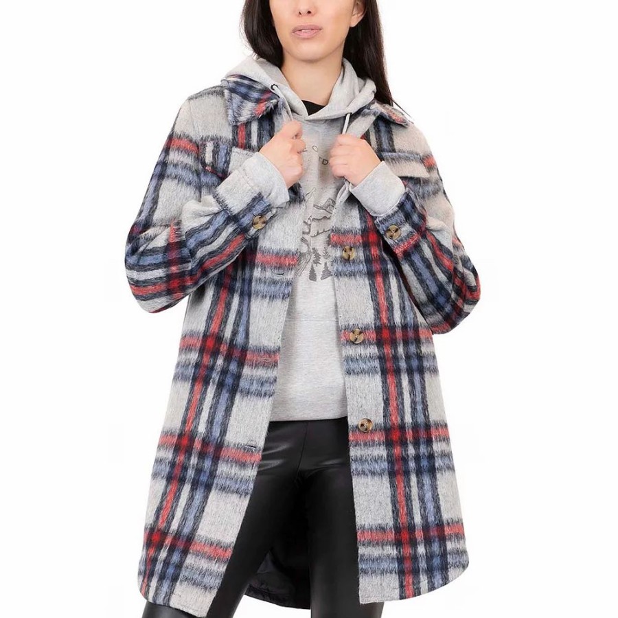 Clothing * | Women'S Coffee Shop Plaid Faux Wool Shacket