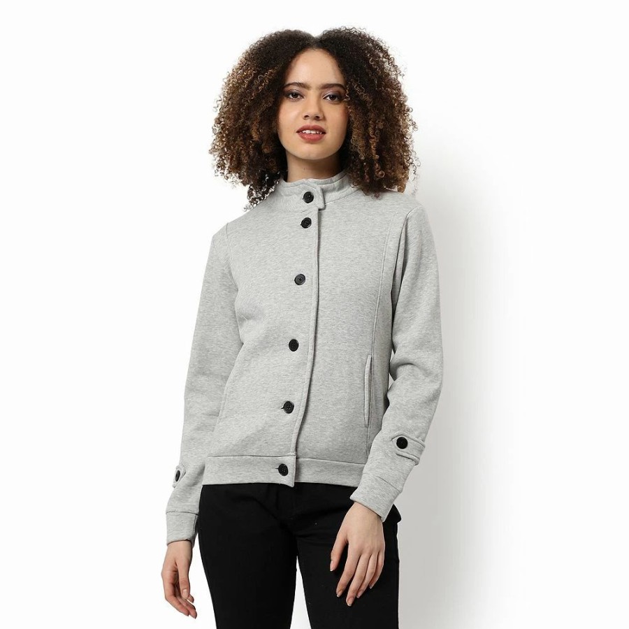 Clothing * | Campus Sutra Women Regular Fit Buttoned Jacket