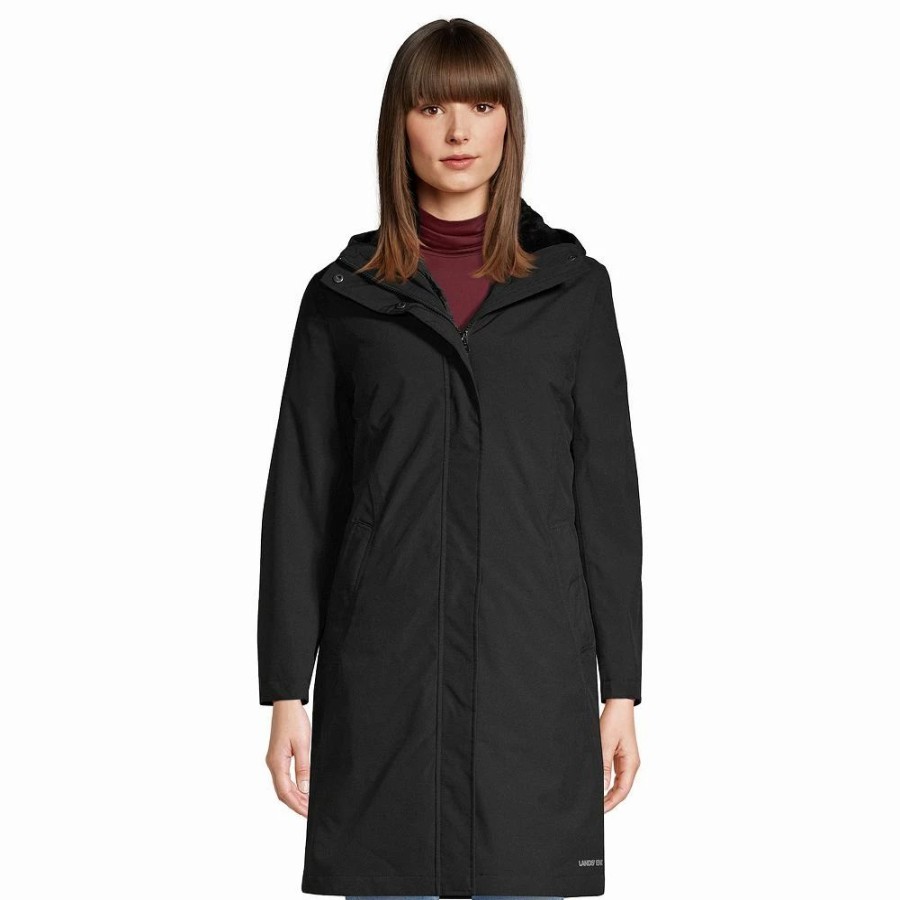 Clothing * | Women'S Tall Lands' End Insulated 3-In-1 Primaloft Parka Jacket Black Charcoal