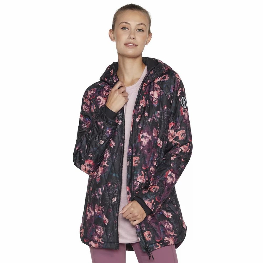 Clothing * | Women'S Skechers Go Walk Wear Floral Quilted Jacket