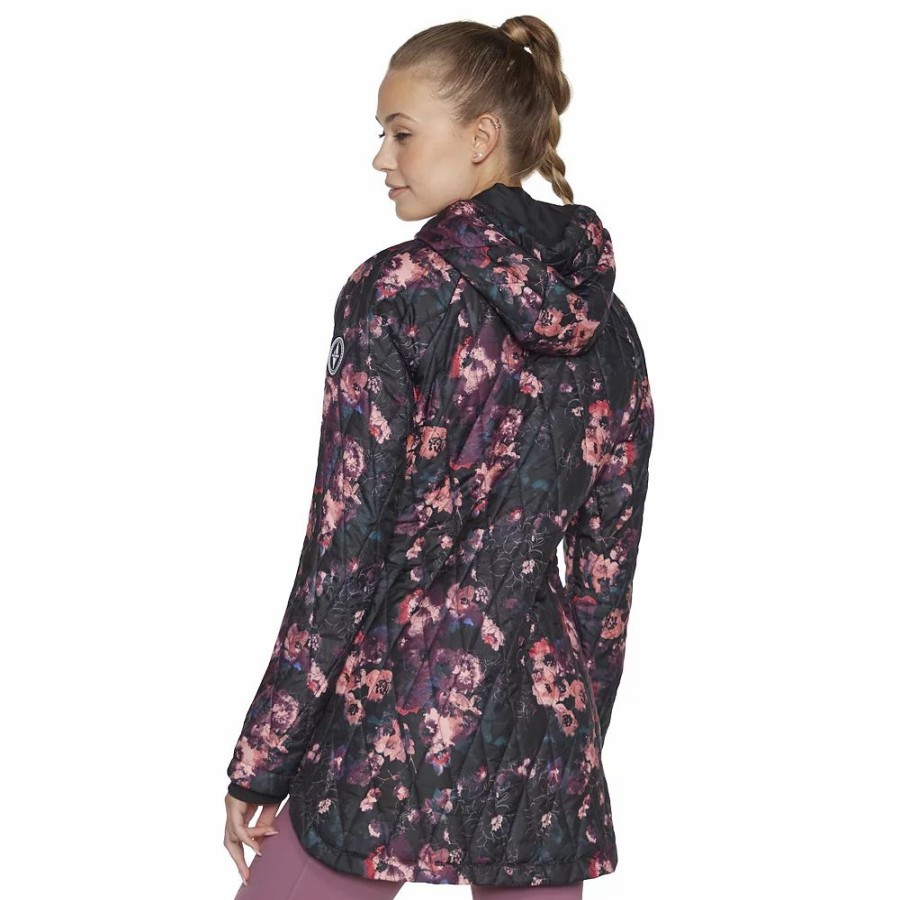 Clothing * | Women'S Skechers Go Walk Wear Floral Quilted Jacket