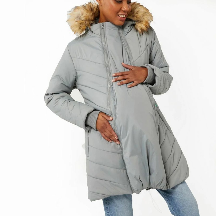 Clothing * | 3In1 Lexi Chevron Quilted Maternity Puffer Coat