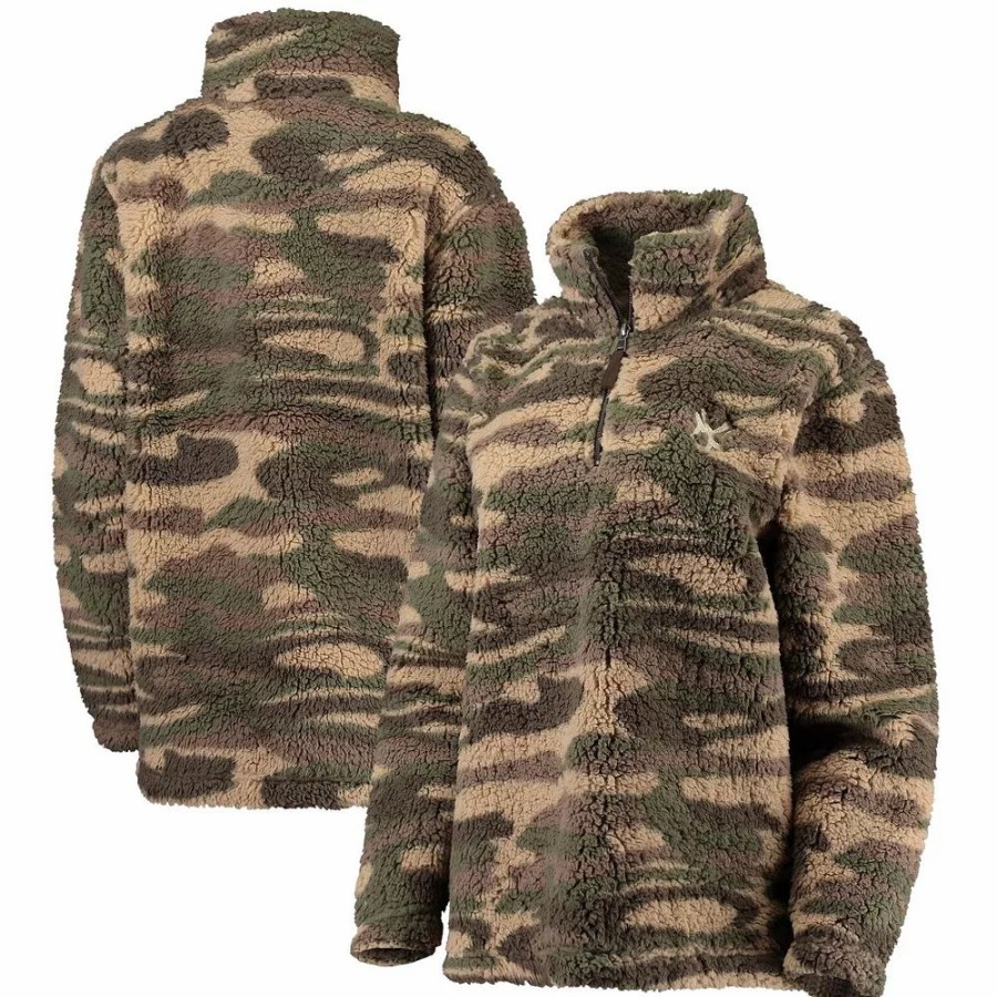 Clothing * | Women'S G-Iii 4Her By Carl Banks Camo New York Yankees Sherpa Quarter-Zip Jacket