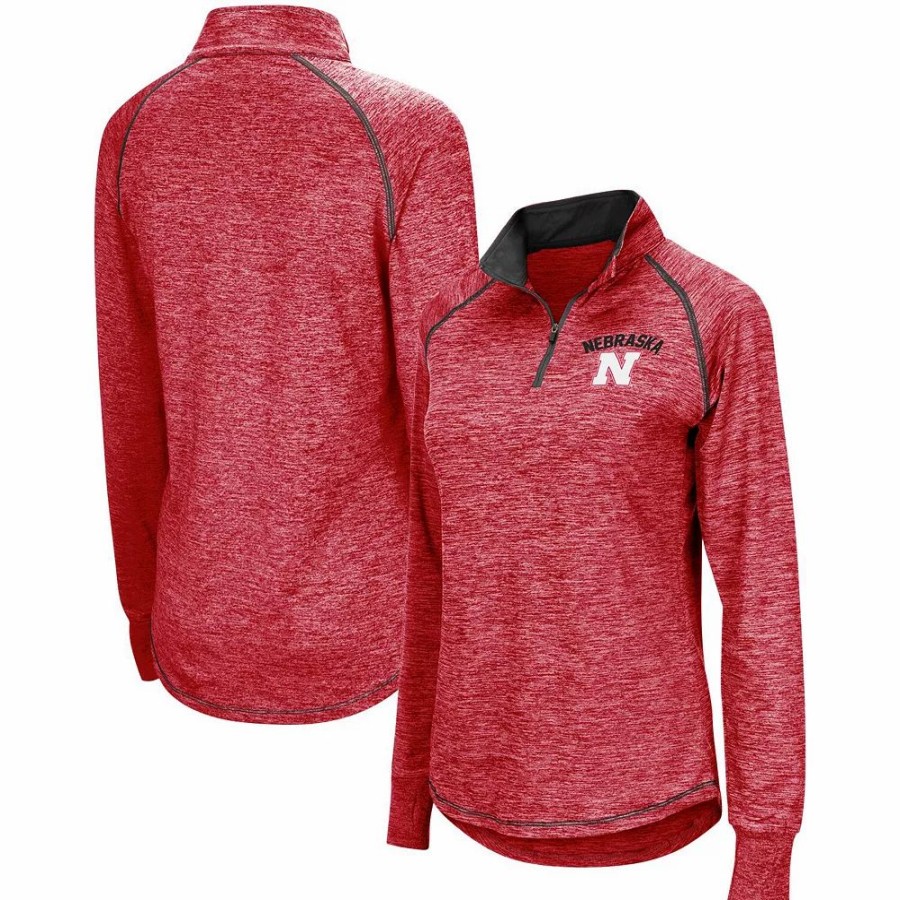 Clothing * | Women'S Colosseum Scarlet Nebraska Huskers Bikram Quarter-Zip Pullover Jacket