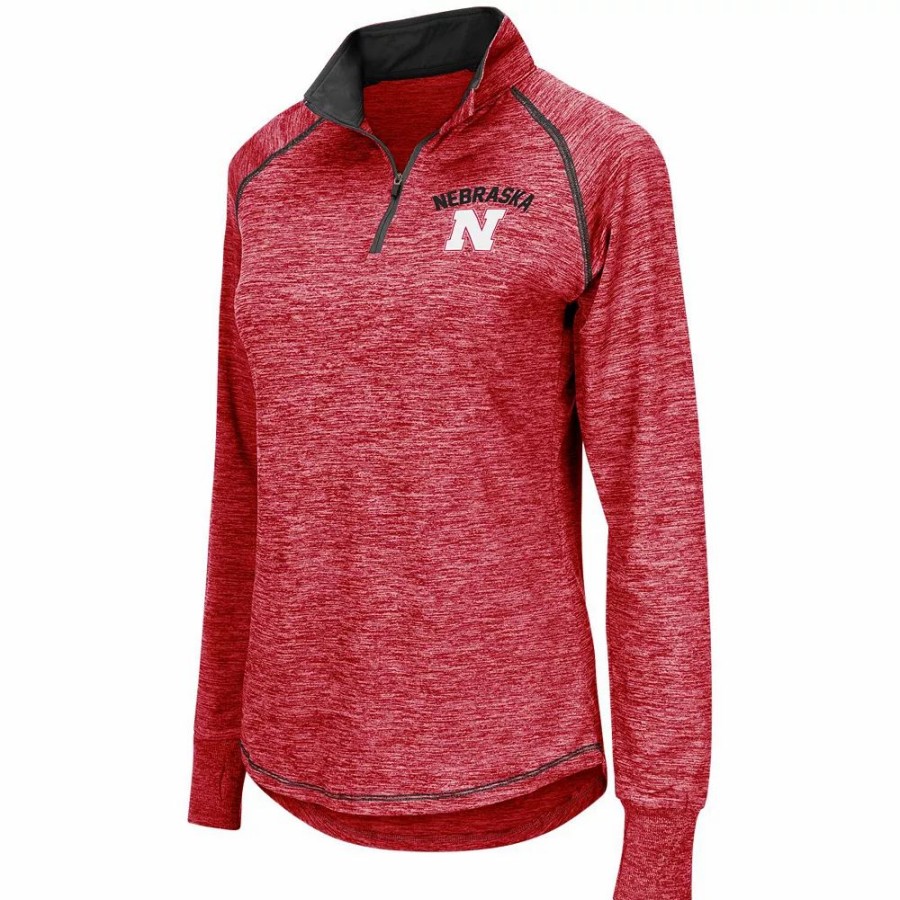 Clothing * | Women'S Colosseum Scarlet Nebraska Huskers Bikram Quarter-Zip Pullover Jacket