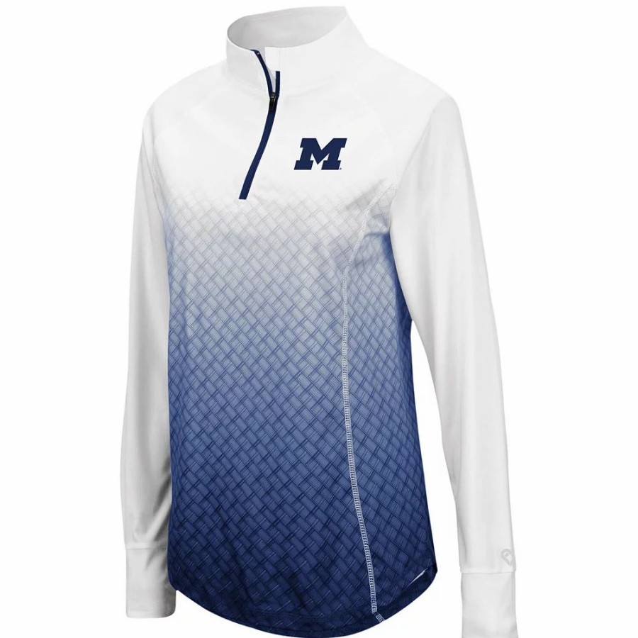 Clothing * | Women'S Colosseum Navy Michigan Wolverines Magic Ombre Quarter-Zip Raglan Jacket