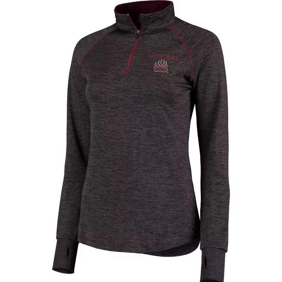 Clothing * | Women'S Colosseum Black Montana Grizzlies Bikram Quarter-Zip Jacket