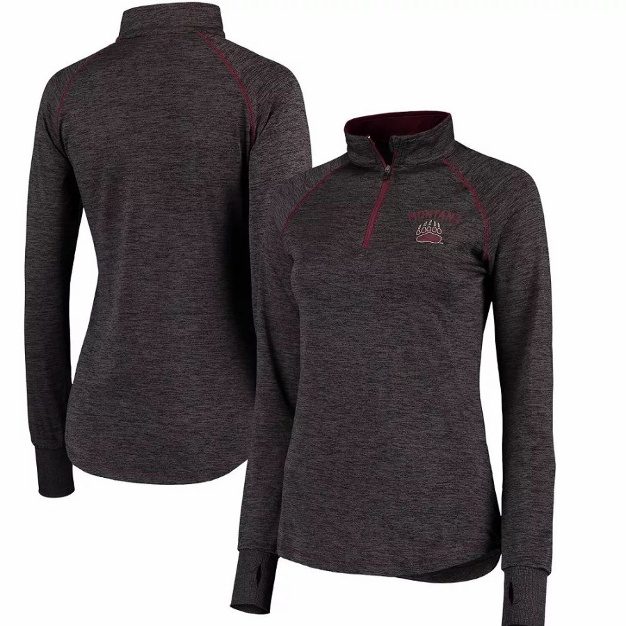 Clothing * | Women'S Colosseum Black Montana Grizzlies Bikram Quarter-Zip Jacket