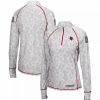 Clothing * | Women'S Colosseum White Louisville Cardinals Oht Military Appreciation Officer Arctic Camo 1/4-Zip Jacket