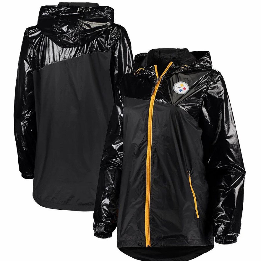 Clothing * | Women'S G-Iii 4Her By Carl Banks Black Pittsburgh Steelers Double-Coverage Full-Zip Hoodie Jacket