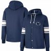 Clothing * | Women'S Colosseum Navy Penn State Nittany Lions Mia Striped Full-Snap Hoodie Jacket