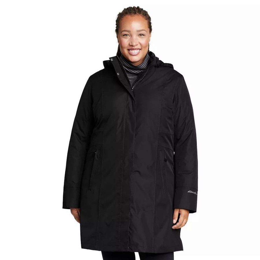 Clothing * | Plus Size Eddie Bauer Girl On The Go Insulated Trench Coat