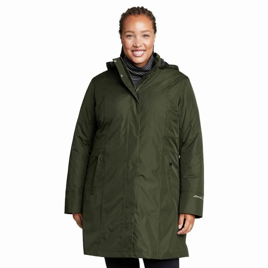 Clothing * | Plus Size Eddie Bauer Girl On The Go Insulated Trench Coat