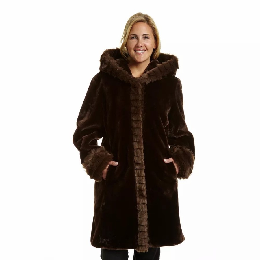 Clothing * | Plus Size Excelled Hooded Faux-Fur Jacket