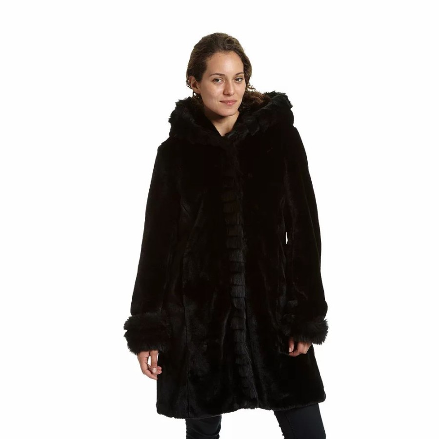 Clothing * | Plus Size Excelled Hooded Faux-Fur Jacket