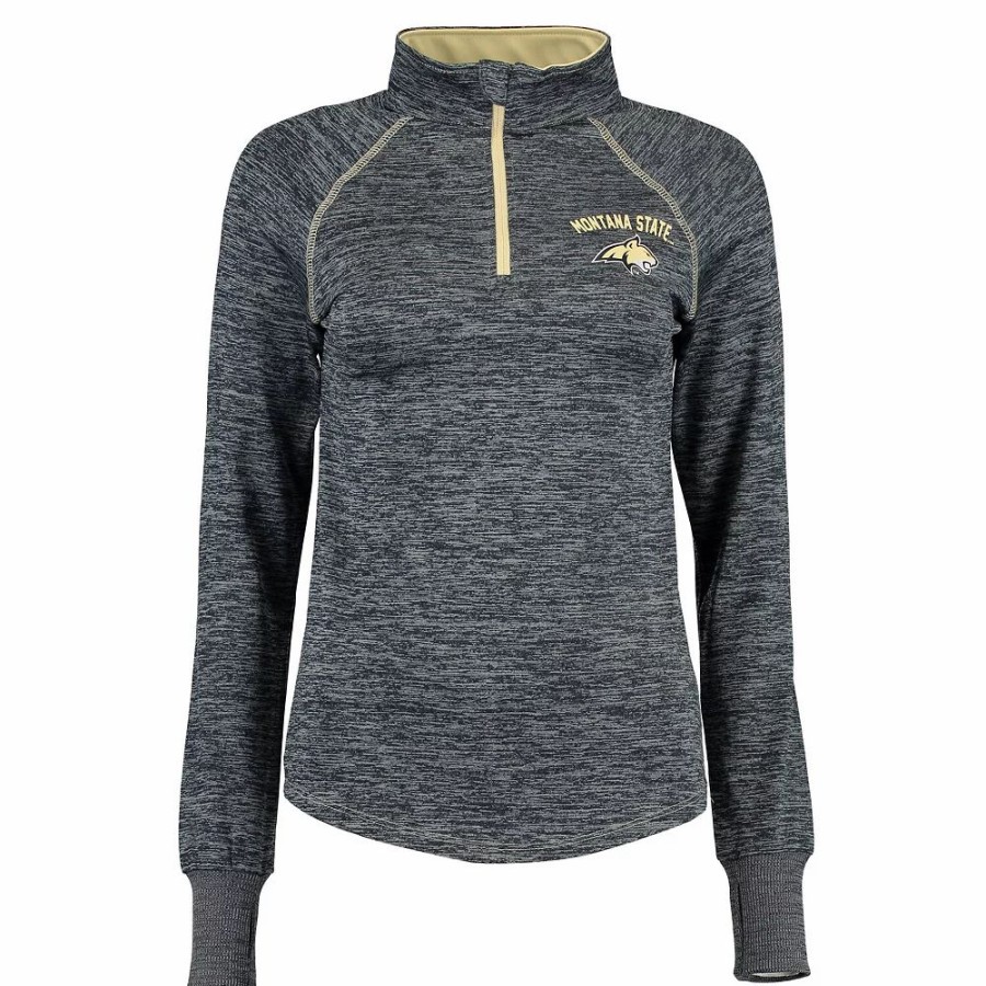 Clothing * | Women'S Colosseum Navy Montana State Bobcats Bikram Quarter-Zip Long Sleeve Jacket