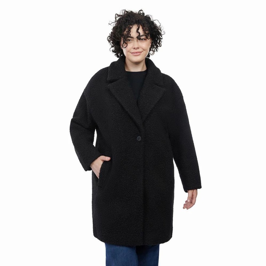 Clothing * | Plus Size London Fog Faux-Wool Peacoat