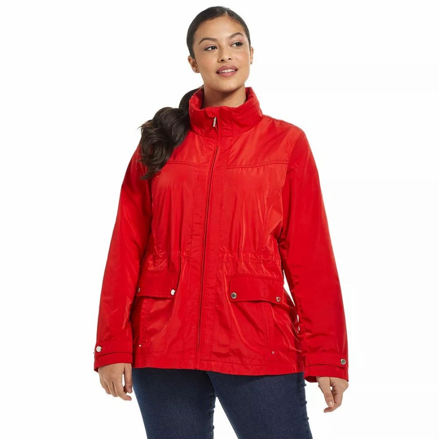 Clothing * | Plus Size Weathercast Water-Resistant Hooded Anorak Jacket