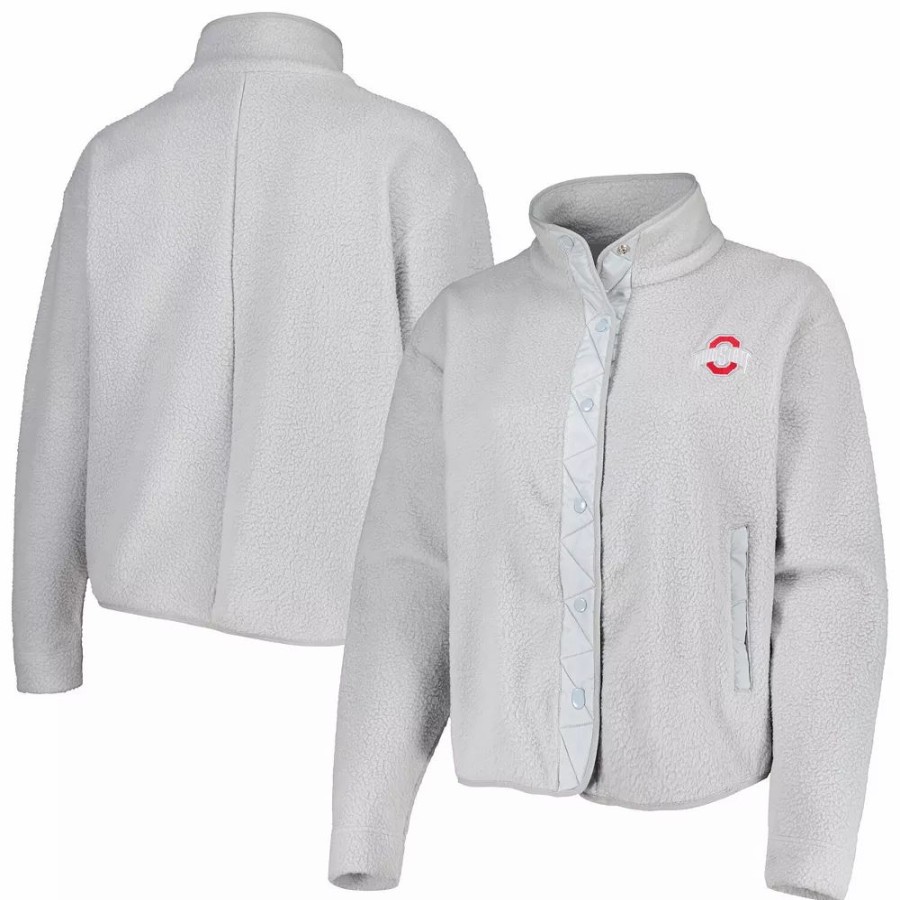 Clothing * | Women'S Gray Ohio State Buckeyes Wheelhouse Sherpa Full-Snap Jacket