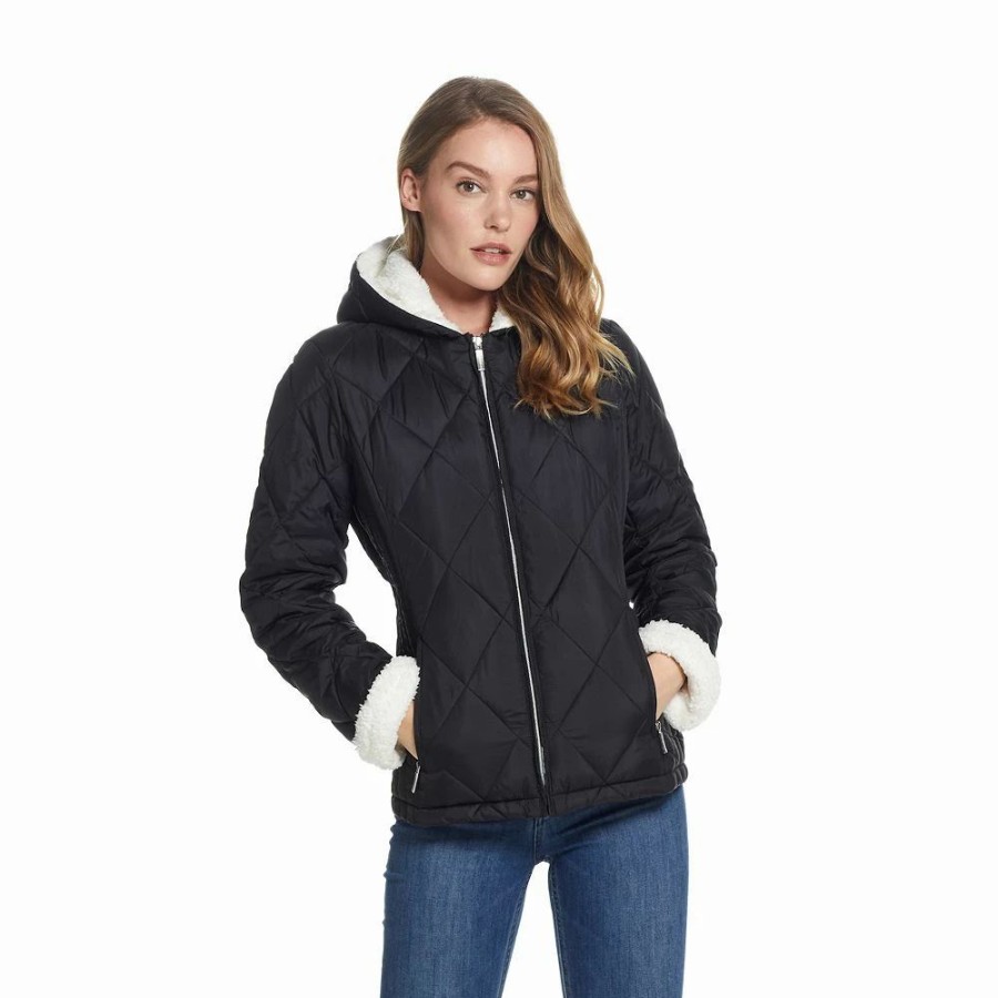 Clothing * | Women'S Weathercast Sherpa-Trim Quilted Puffer Jacket