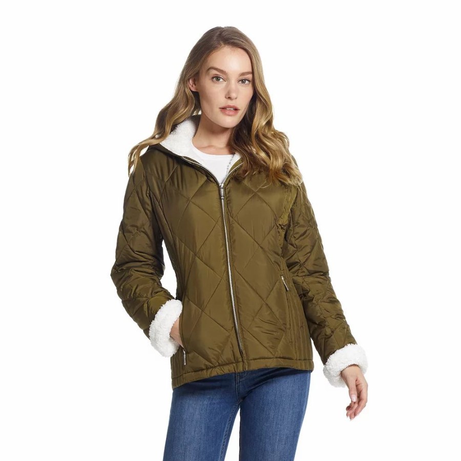 Clothing * | Women'S Weathercast Sherpa-Trim Quilted Puffer Jacket