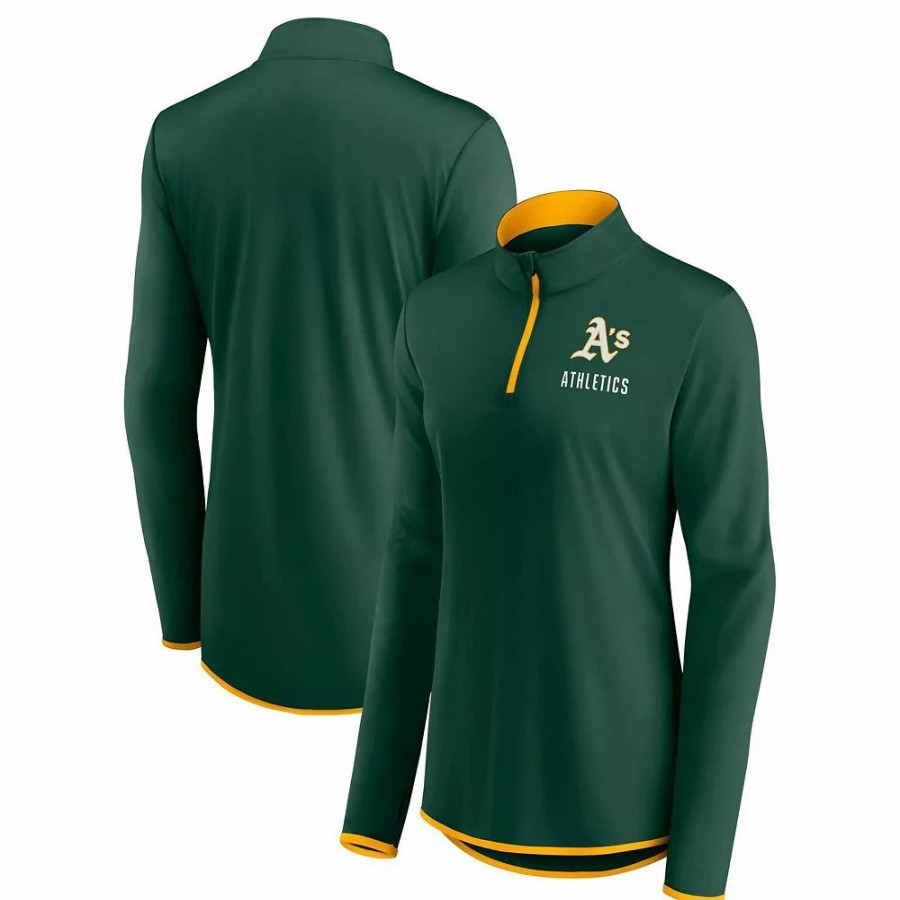 Clothing * | Women'S Fanatics Branded Green Oakland Athletics Worth The Drive Quarter-Zip Jacket