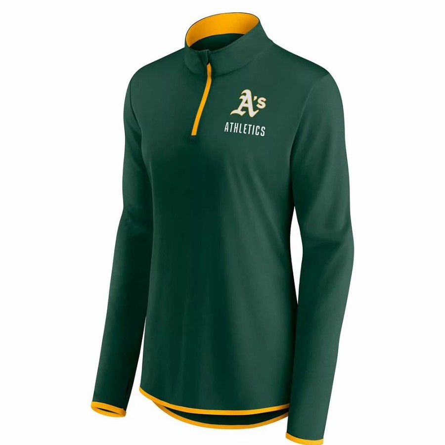 Clothing * | Women'S Fanatics Branded Green Oakland Athletics Worth The Drive Quarter-Zip Jacket